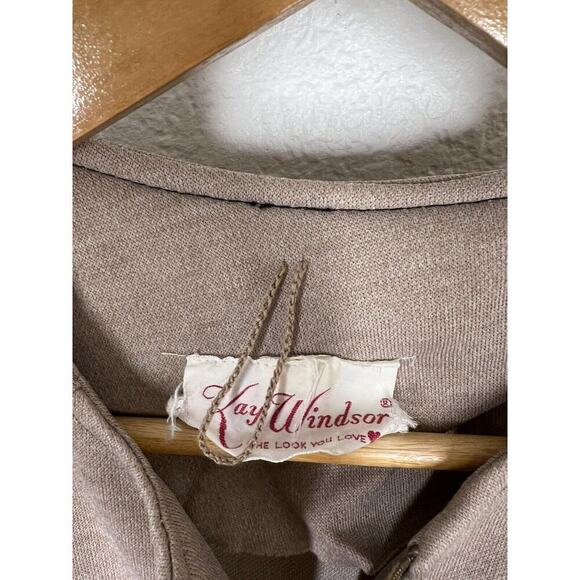 Vintage 1960s Kay Windsor Zip Front Dress Size 12 Belted Secretary Long - Picture 5 of 7